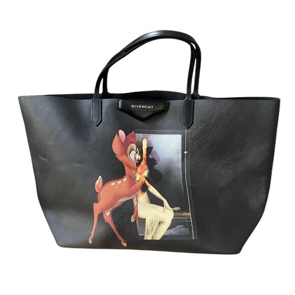 Givenchy Bambi Disney Textured Coated Canvas X-Large Antigona Tote Black Purse H - Picture 16 of 16